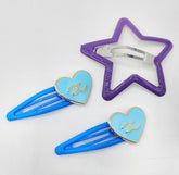 Hana Jewels 12 Pcs Multicolor Heart & Star Button Tic Tac Clips - Matte Finish Hair Accessories for Girls & Women